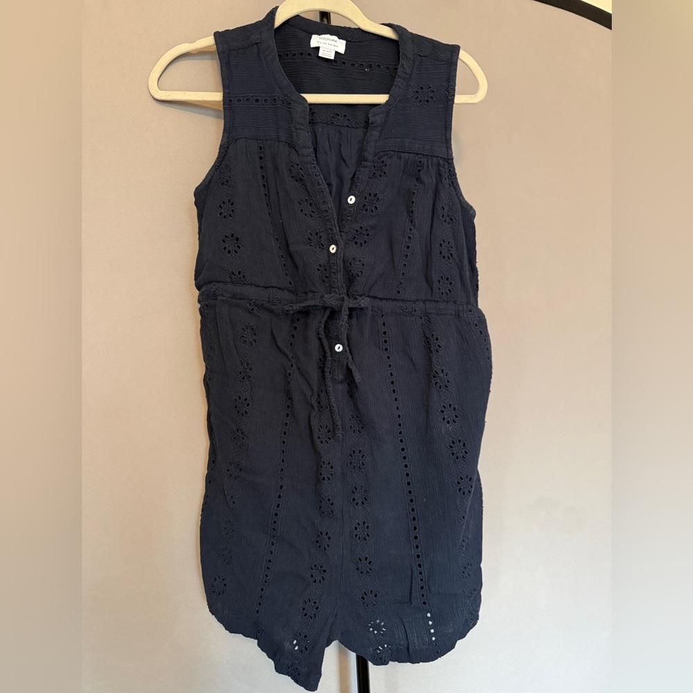 Seraphine Maternity Navy Eyelet Romper - Size US 8
